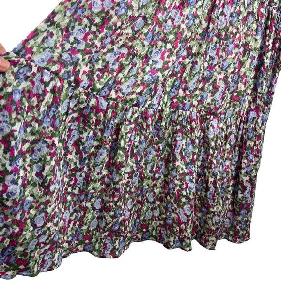 LAUREN RALPH LAUREN Micro Floral Layered Ruffled Midi Dress High Neck - Picture 6 of 11